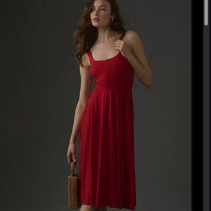 Reformation Maxi Tank Dress Red Fit Flare A Line Spandex Tencel Small